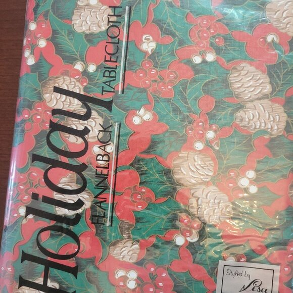 Holiday Flannelback Tablecloth 52" x 102" Oblong Styled By Lisa - Picture 3 of 6